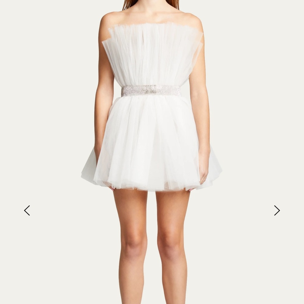 Bronx and Banco Anna Strapless Pleated Tulle Mini Dress